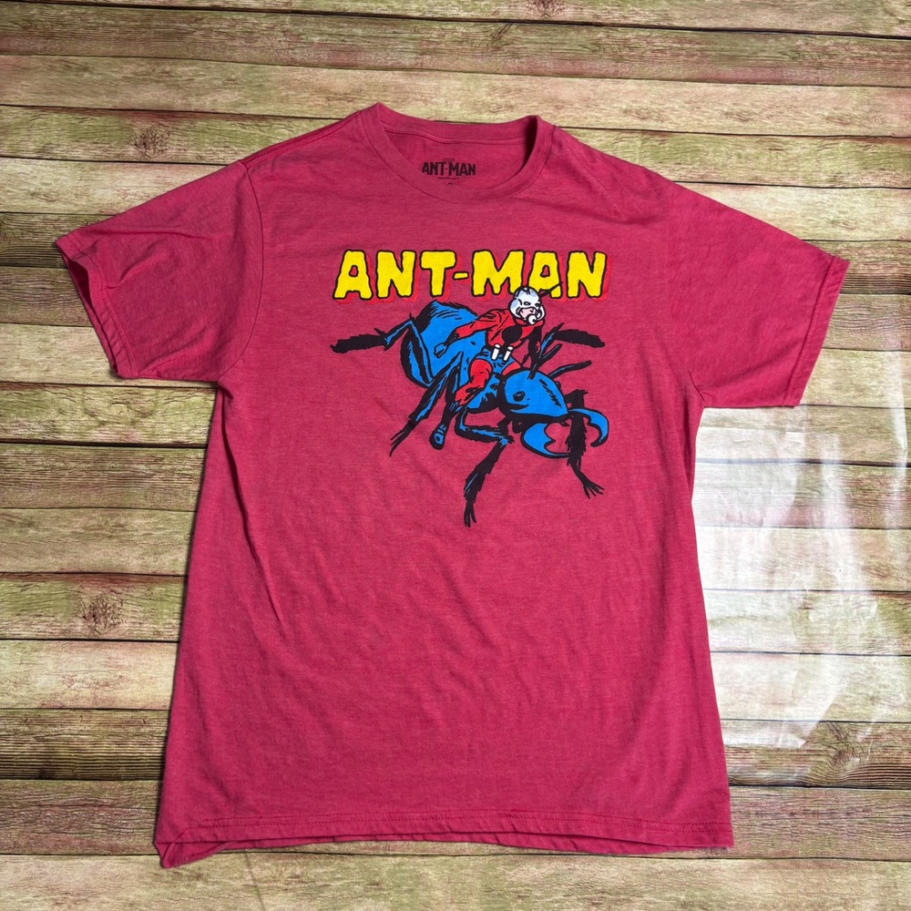 Marvel Ant-Man Vintage Comic Graphic Tee Shirt Pink Red Ant Rider Top Large